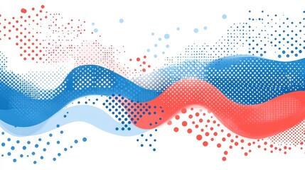 Abstract Red Blue Wave Pattern Background Design Halftone Dots Modern Style