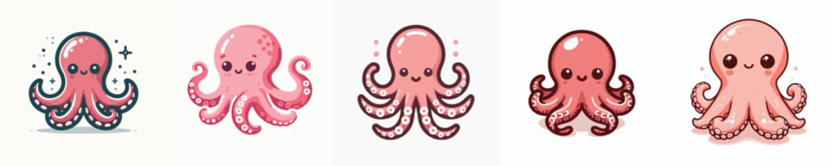 set of cute octopus vectors