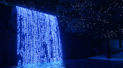 17. A mesmerizing blend of organic and digital ecosystems where rivers of binary code flow alongside natural waterfalls, with creatures half-biological and half-digital coexisting peacefully 