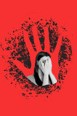 Composite trend artwork 3D sketch image photo collage of harassment rape bully aggression young...