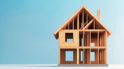 Artistic cutaway of a house under construction, showcasing multiple construction phases side by side