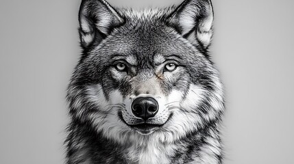 Fototapeta premium Majestic Grey Wolf Portrait Monochrome Study Intense Gaze