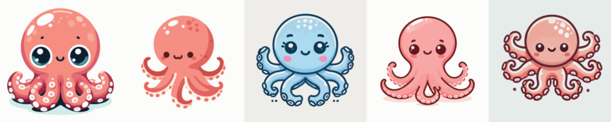 Obraz premium set of cute octopus vectors