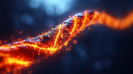 Fiery Abstract Twisted Energy Strand Glowing Hot Lava Texture Digital Art Background