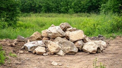 Obraz premium Rustic Stone Pile Nature Landscape Summer Day Outdoors Scene