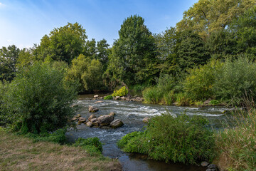 Renaturalized branch of the Nidda in Frankfurt, Hesse, Germany