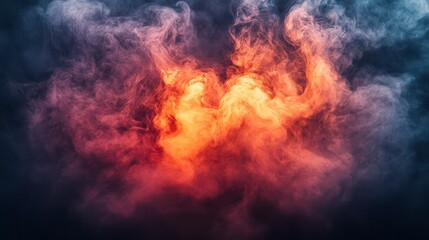 Abstract Colorful Smoke Background Orange Red and Blue Swirling Vapor Texture