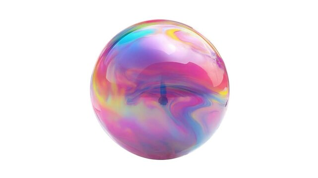 A sphere object rainbow colored was rolling around isolated on white background