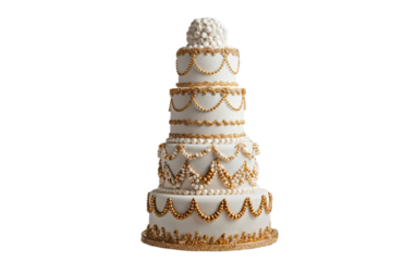 Elegant Tiered Cake on transparent background PNG.