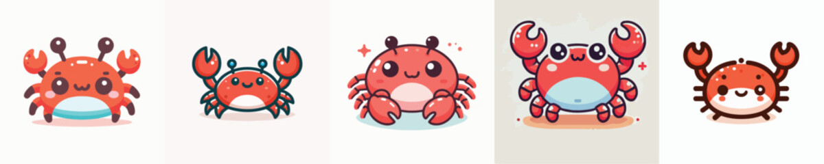 vector set of cute crabs