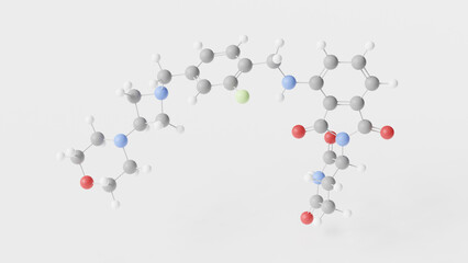 golcadomide molecule 3d, molecular structure, ball and stick model, structural chemical formula antineoplastic agent