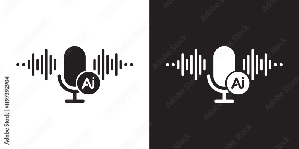Aufkleber Ai voice generator icon. Voice generated by AI learning. Artificial intelligence technology. Icon element for application and web. Vector illustration.