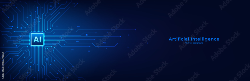 Leinwandbilder Concept of Artificial intelligence. Chip processor on circuit motherboard. Modern futuristic design background. Big Data and Machine Learning. Vector illustration.