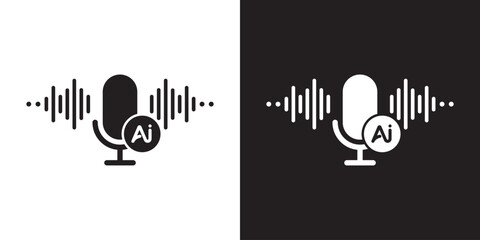 Ai voice generator icon. Voice generated by AI learning. Artificial intelligence technology. Icon element for application and web. Vector illustration.