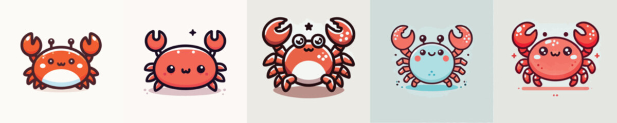 vector set of cute crabs