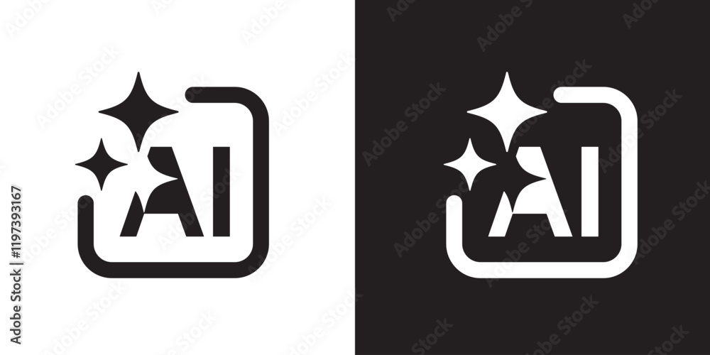 Aufkleber Ai generated icon. AI star and square icon. Artificial intelligence technology and Machine learning concept. Icon element for application and web. Vector illustration.