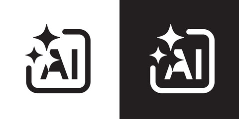Ai generated icon. AI star and square icon. Artificial intelligence technology and Machine learning concept. Icon element for application and web. Vector illustration.