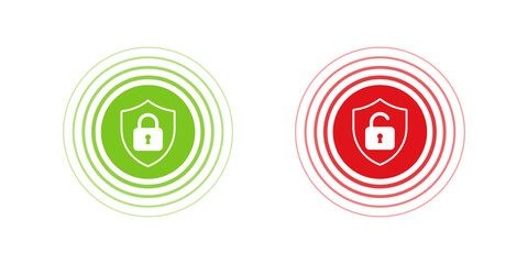 Lock and Unlock symbol. The padlock shows protect and unprotected status. Cybersecurity and data protection technology. Icon element for app and web. Vector illustration. © S and V Design