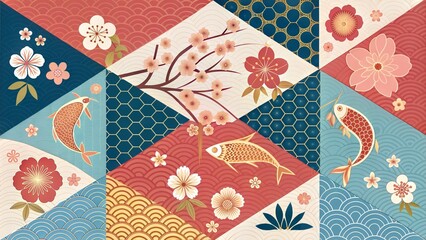 Obraz premium Festive Winter Abstract Background&nbsp;with Geometric Shapes and Paper Snowflakes.