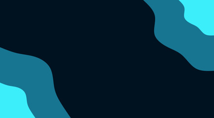 Abstract blue wavy shapes on a dark teal background
