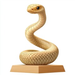 Fototapeta premium Wooden snake figurine with a glossy finish on a display base