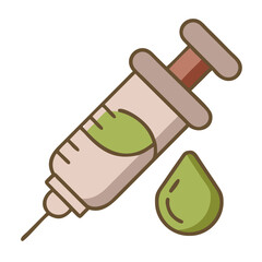 Syringe Icon with green liquid and droplet