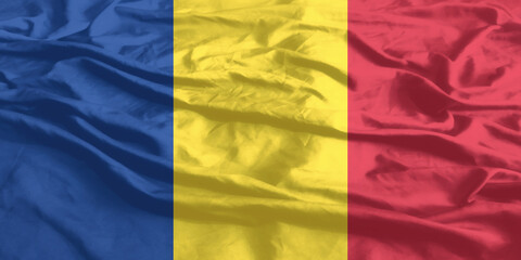 Romania Flag Waving Close Up