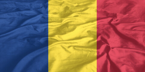 Romania Flag Waving Close Up