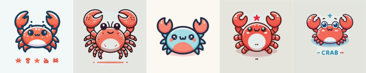 vector set of cute crabs