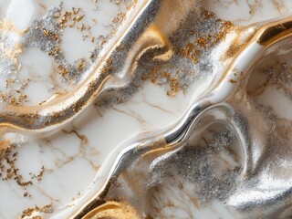 Abstract Background - Golden and Silver Sparkle on Marble Texture