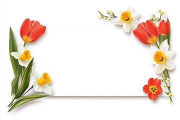 Floral spring banner design with tulips and daffodils symbolizing freshness in spring tone and celebration