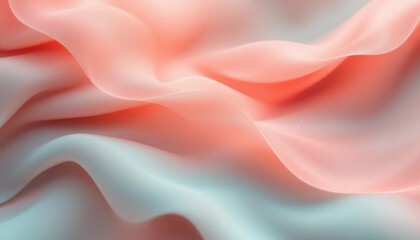 Obraz premium Soft coral and mint fabric waves creating a dreamy flowing texture