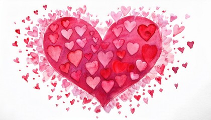 Heart made of small hearts symbolizing unity and great love in vibrant watercolor design