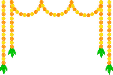 Marigold flowers garland toran Indian decoration garland for festivals and weddings	