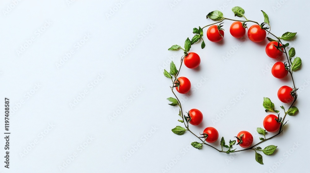 Aufkleber isolated on white background tomatoes arranged in a circle symbolizing simplicity and natural balanc