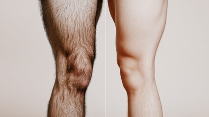 Naklejka premium before and after hair removal on legs, showing a comparison of hairy and smooth skin, skincare, beauty, and grooming concept
