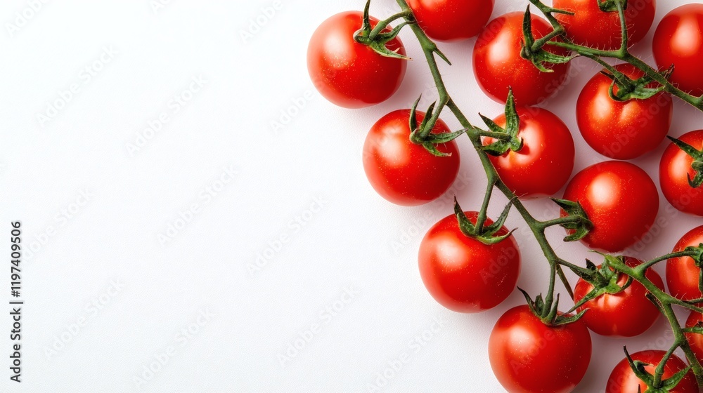 Poster isolated on white background a composition of whole tomatoes and juice in a glass to represent healt