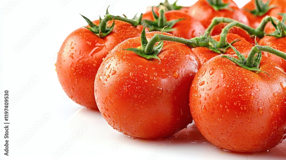 Poster isolated on white background a composition of whole tomatoes and juice in a glass to represent healt