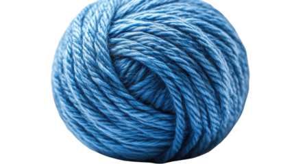ball of blue string isolated on white background 