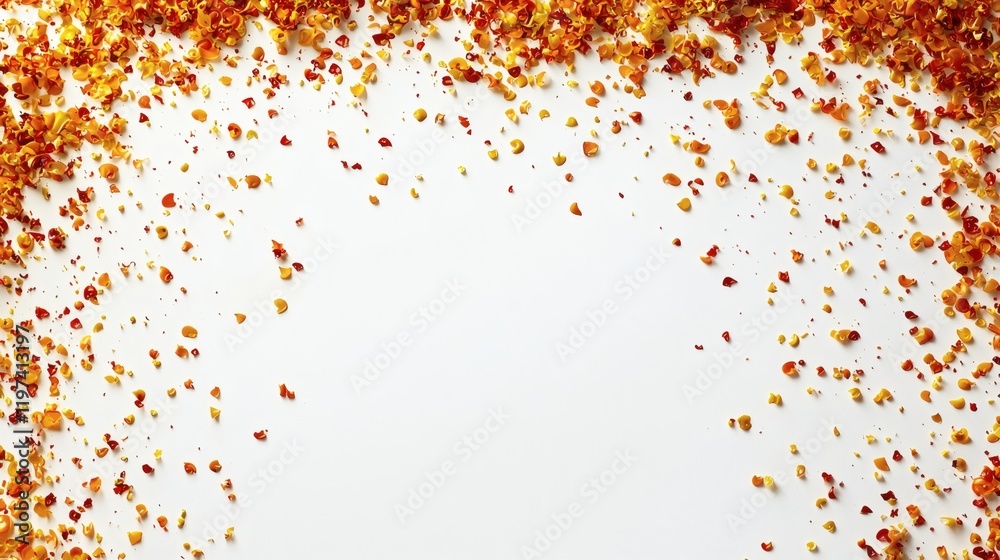 Poster isolated on white background a colorful mix of diced bell peppers ready for culinary use stock photo