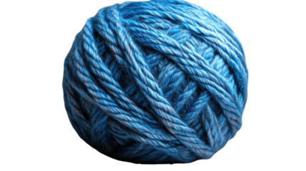 blue wool yarn ball isolated on white background 