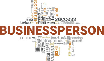 Businessperson word cloud conceptual design isolated on white background.