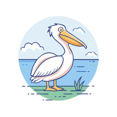 pelican by the water icon, pelican by the water vector illustration-simple illustration of pelican by the water, perfect for pelican by the water logos and themed design 