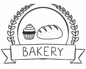 Elegant Bakery Line Art Emblem for Branding and Digital Use.