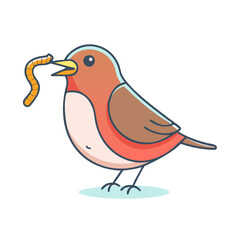 robin with a worm icon, robin with a worm vector illustration-simple illustration of robin with a worm, perfect for robin with a worm logos and themed design 