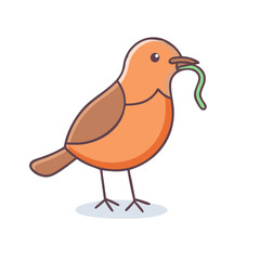robin with a worm icon, robin with a worm vector illustration-simple illustration of robin with a worm, perfect for robin with a worm logos and themed design 