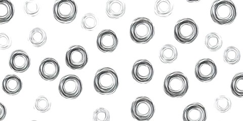 A seamless pattern of hand-drawn circles on a white background, with a simple design in a charcoal drawing style