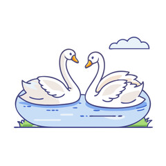 swans on a lake icon, swans on a lake vector illustration-simple illustration of swans on a lake, perfect for swans on a lake logos and themed design 