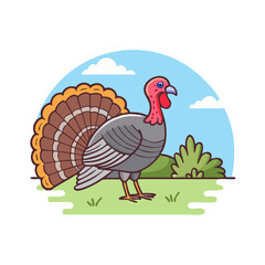 wild turkey in field icon, wild turkey in field vector illustration-simple illustration of wild turkey in field, perfect for wild turkey in field logos and themed design 