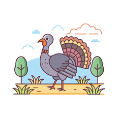 wild turkey in field icon, wild turkey in field vector illustration-simple illustration of wild turkey in field, perfect for wild turkey in field logos and themed design 